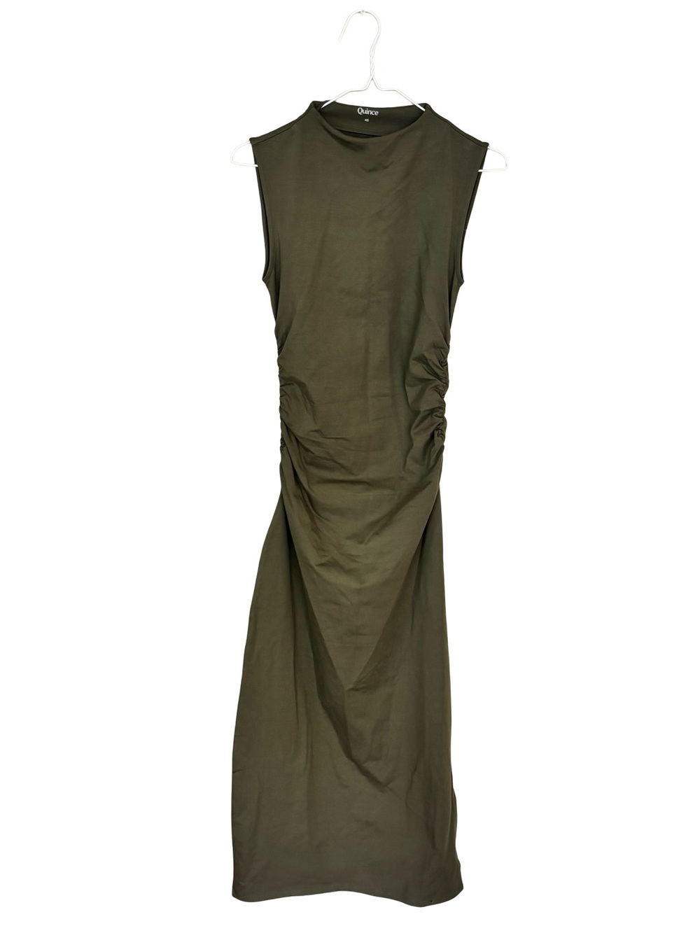 Quince Stretch Cotton Jersey Mock Neck Midi Dress